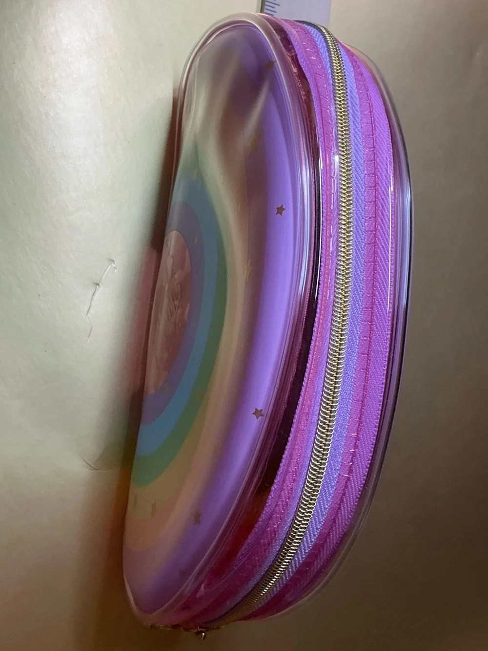 Too Faced Rainbow Pouch Case with Stamped Heart Zipper